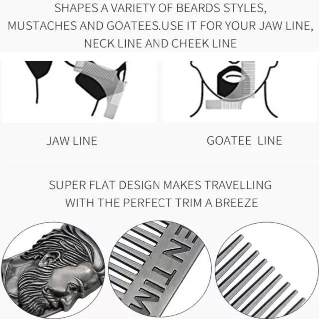 1Pc Gentelman Barber Styling Metal Comb Tools Stainless Steel Men Beard C Fo SN❤