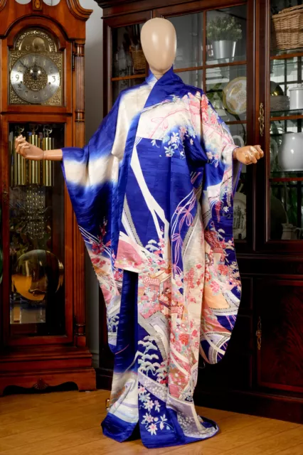 Dear Vanilla Japanese Silk Furisode Kimono Women's Authentic Japan Made Vintage