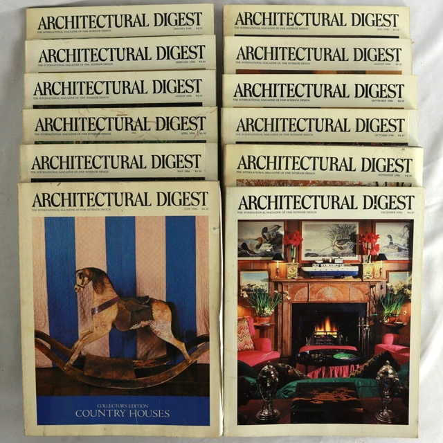 VINTAGE ARCHITECTURAL DIGEST 1986 Full Year - Lot of 12 Issues £23.70 ...