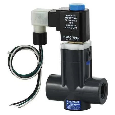 Plast-O-Matic Easymt2v12w24-120/60-Pv 120Vac Pvc Solenoid Valve, Normally