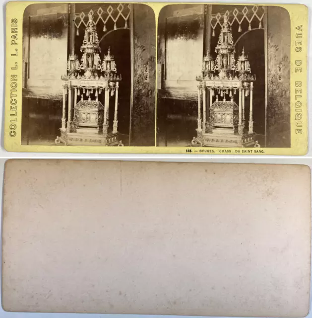 Belgique, Bruges, La chasse de la Basilique de Saint Sang, Vintage albumen print