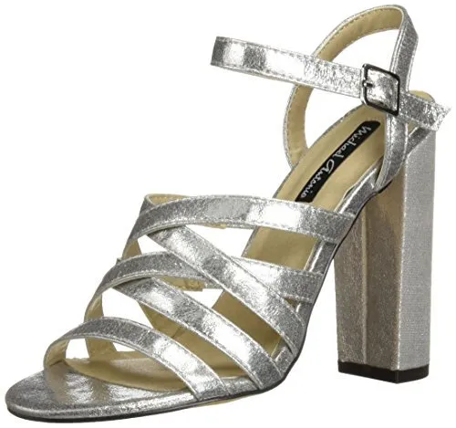 Michael Antonio Women's Jayla Heeled Sandal, Silver, 10 M US