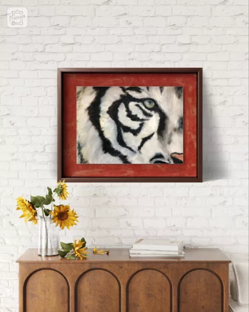 Original White Tiger Painting Oil In Canvas 16x20 Inches Unframed 2