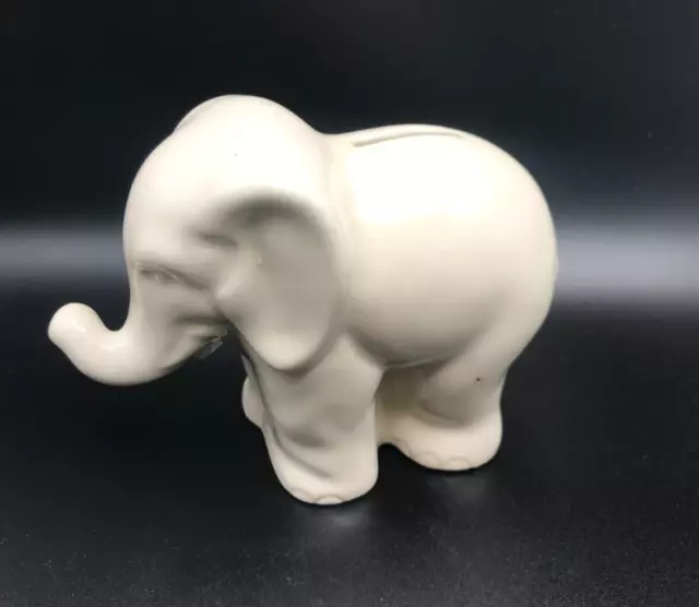 Small White Ceramic Elephant Bank