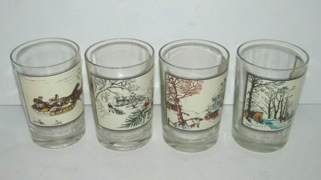 Currier & Ives Arby's Collector Series Holiday Christmas Set of 4 Glasses