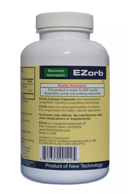 EZorb Calcium (180 Caps) 92% Absorption Bone Spurs Osteoporosis Arthritis Muscle 3