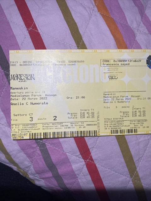 Biglietto concerto Maneskin 03/04/2023 ASSAGO SOLD OUT (NUOVA DATA)