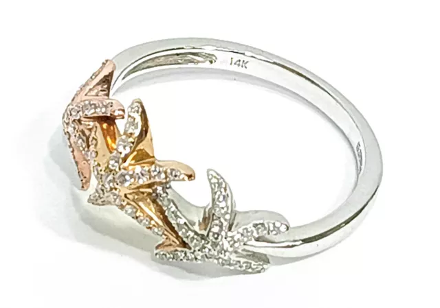 Effy 14kt .23 Ct wt Diamond Tricolor Seaside Starfish Cocktail Ring (34694-1) 3