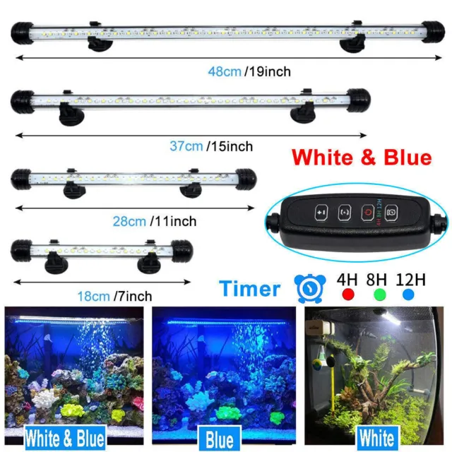 3 Light Modes Dimmable LED Aquarium Light Bar Submersible Lamp For Fish Tank