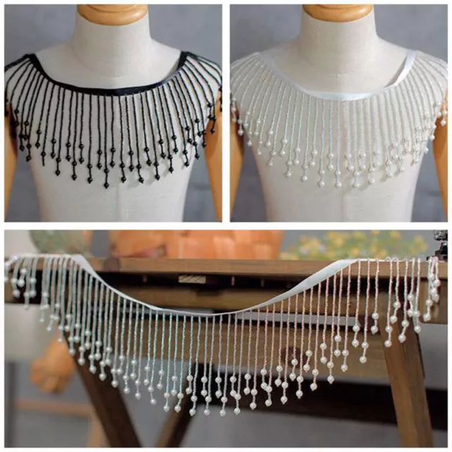 1M Crystal Beaded Tassel Fringe Trim For DIY Sewing Costume Curtain Upholstery