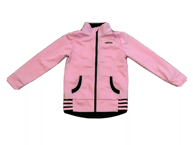 Adidas Youth Girls Size 6 Track Jacket Zip Up Sport Coat Pink Black
