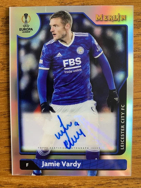 2021/22 MERLIN CHROME Jamie Vardy Auto /10 Red Refractor POP 1 PSA