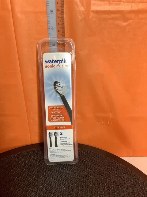 NUEVO Waterpik Sonic Fusion Repuesto CABEZALES DE CEPILLO HILO DENTAL Negro Sellado SFRB-2WW
