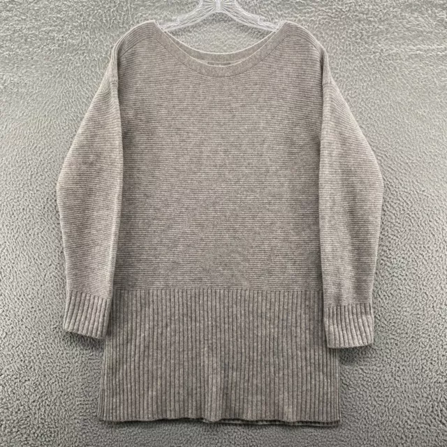 Neiman Marcus Sweater Womens XL Extra Large Gray Cashmere Tunic Long Sleeve Knit