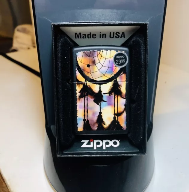 2012 Zippo Lighter - Dreamcatcher Black Matte + Pack of Flints!