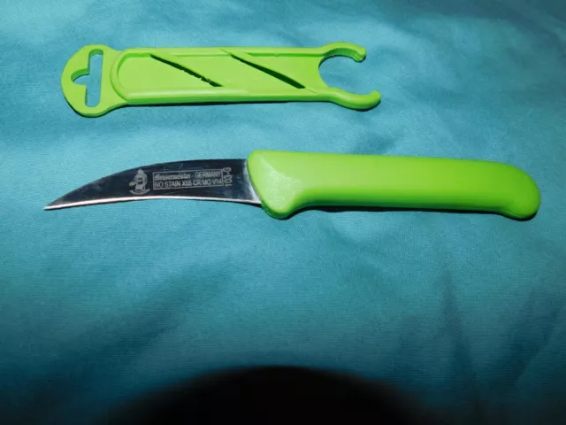 Messermeister PARING knife green w/cover 103-g no stain x55 cr mo v14 bird beak