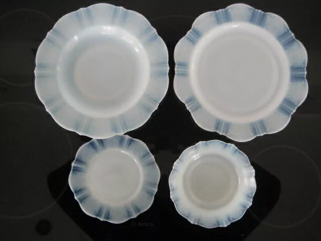 4 Piece Place Set American Sweetheart Monax White Macbeth Evens Depression Glass