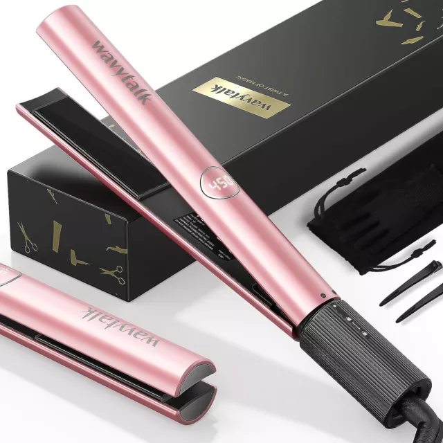 Hair Straightener Flat Iron and Curler 2in1 Professional Titanium All Hairstyles