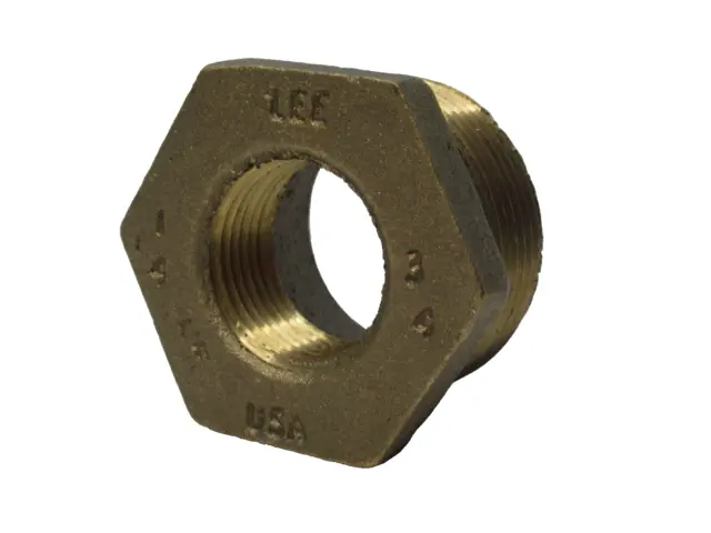 (NEW) LEE 1-1/4" Male x 3/4" Female Hex Reducing Bushing , Brass