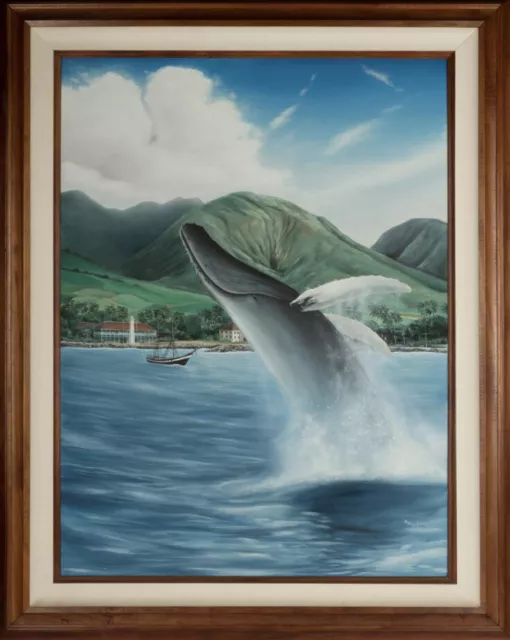 Robert Wyland Original MAUI Oil Painting Canvas Huge 60x48 Humpback Whale 1984