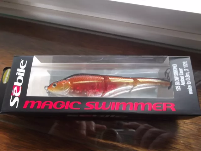 Sebile Magic Swimmer 125 SK,Slow Sinking,5 inch, 5" Swimbait,3/4 oz. Amber Liner