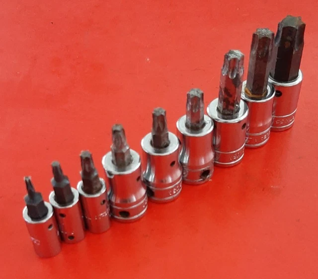 SNAP ON USA 9pc 1/4" & 3/8" Drive TORX Bit Driver Socket Set READ ...