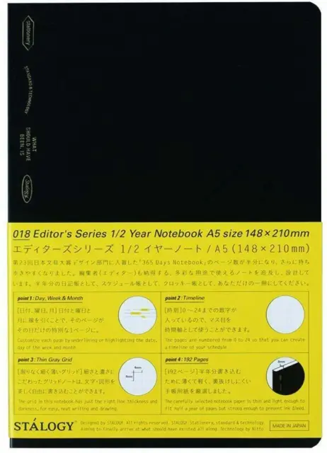 STALOGY 018 Editor's Series 1/2 Year Notebook A5//Black S4108