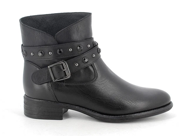 IGI & CO Chaussures pour Femmes Bottines en Cuir Noir Talon Cm. 3