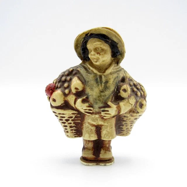 Antique Boy with Basket of Flowers and Lady Bug Pull Tape Measure, NR