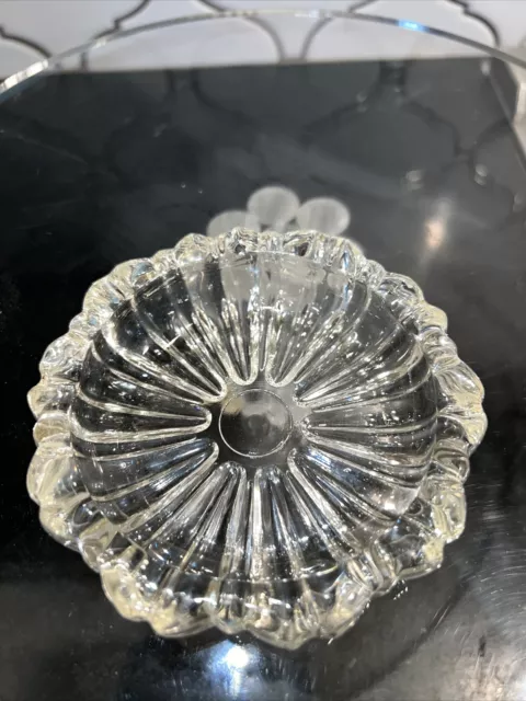 VINTAGE 4 1/2" Round Glass Ashtray, Mid- Century Modern Trinket Dish