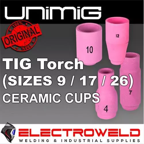 2x UNIMIG 9 17 26 TIG Welding Torch Ceramic Cup, Size 4 5 6 7 6mm 8mm 10mm 11mm