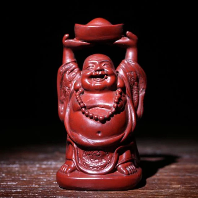 chinese lacquerware fat buddha laughing Amitabha Japan lacquerwork statue carved