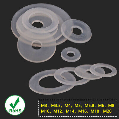Kunststoff Unterlegscheiben Weiß Weich Nylon Isolierung Dichtring Scheiben M3~20 