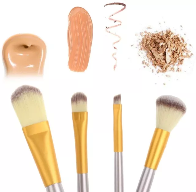 Set di Pennelli Trucco Viso Manico in Legno Con Custodia da Viaggio Portatile 2