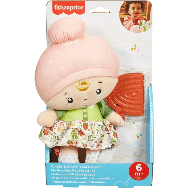 Fisher-Price Ma Première Poupée Câline – Jouet Sensoriel Doux Avec Carillon – Anneau De Dentition – Dès 6 Mois – Diversité – HXK44