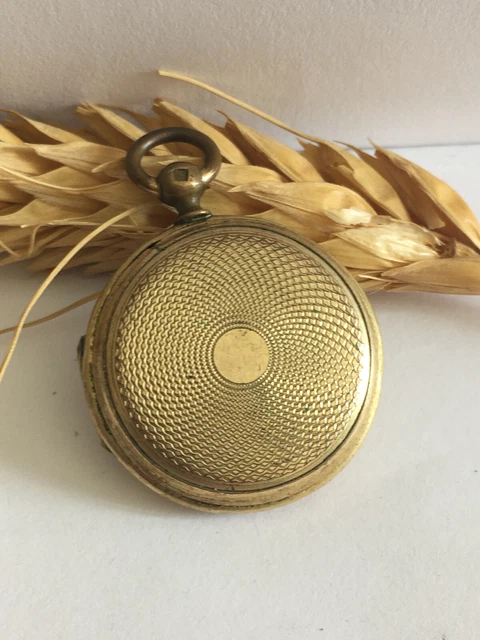 Ancien Pendentif Reliquaire Ouvrant Avec Photo - Doré & Noir, Fleurs De Pavot, Occasion