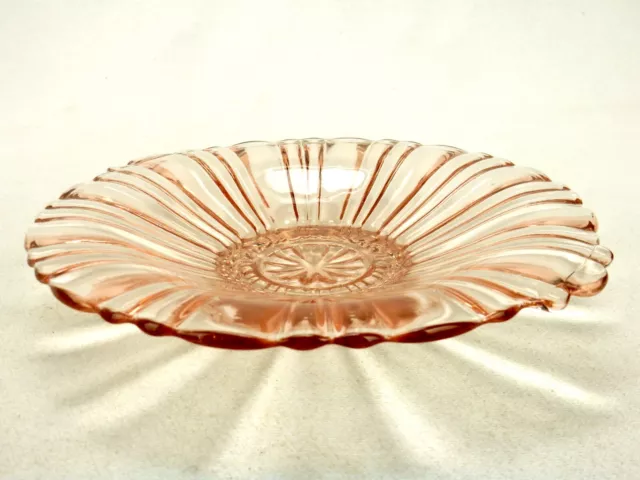 8" Candy Dish, Old Cafe Pattern, Vintage Anchor Hocking Pink Depression Glass