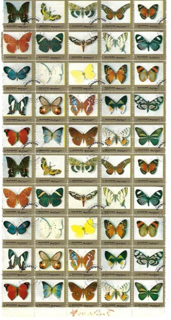 Uae 1973 Five Topical Sheets Of 50 Each Classical Art Butterflies Animals Wildli