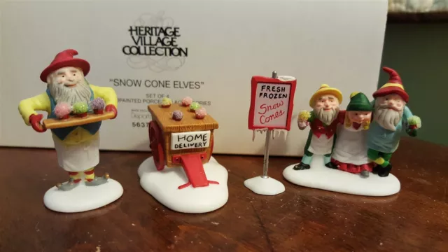 Dept 56 North Pole Series Accessory SNOW CONE ELVES 56375 Retired