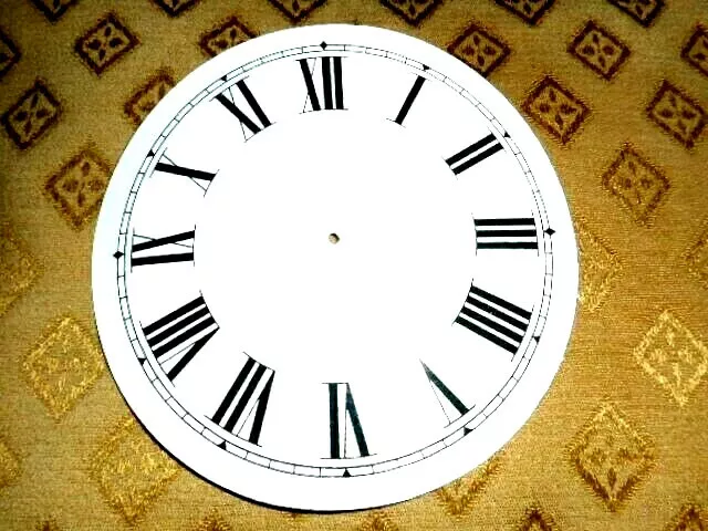 New Clock Dial Face Paper Card   4" Minute Track   Round Mantle Roman Gloss