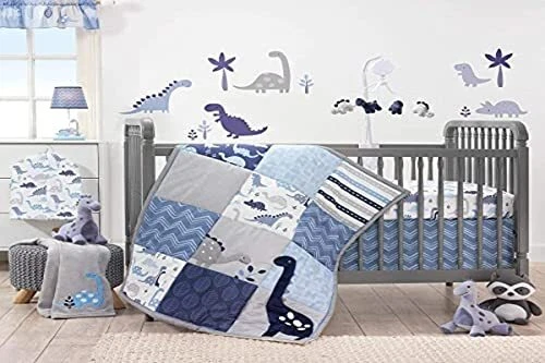 Bedtime Originals Roar Dinosaur 3 Piece Crib Bedding Set Blue/Gray ‎44x1x35 Inch