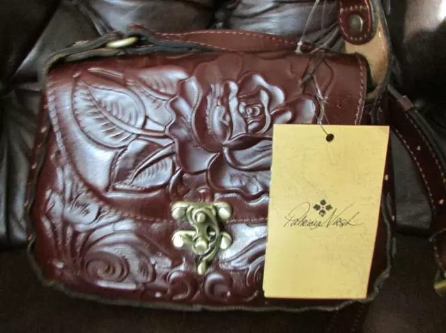 PATRICIA NASH LUCIA Rose Tooled Leather Crossbody Bag British TAN NWT ...