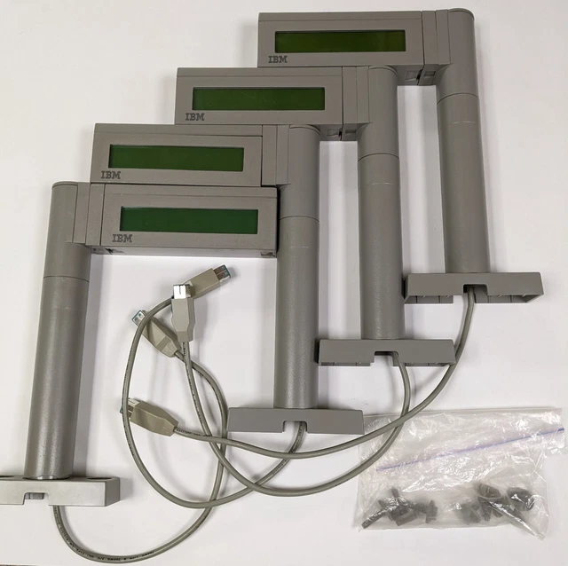 LOT OF 4, IBM 40-Character (2x20) Pole Displays - FRU P/N 25L5510, P/N 25L5512