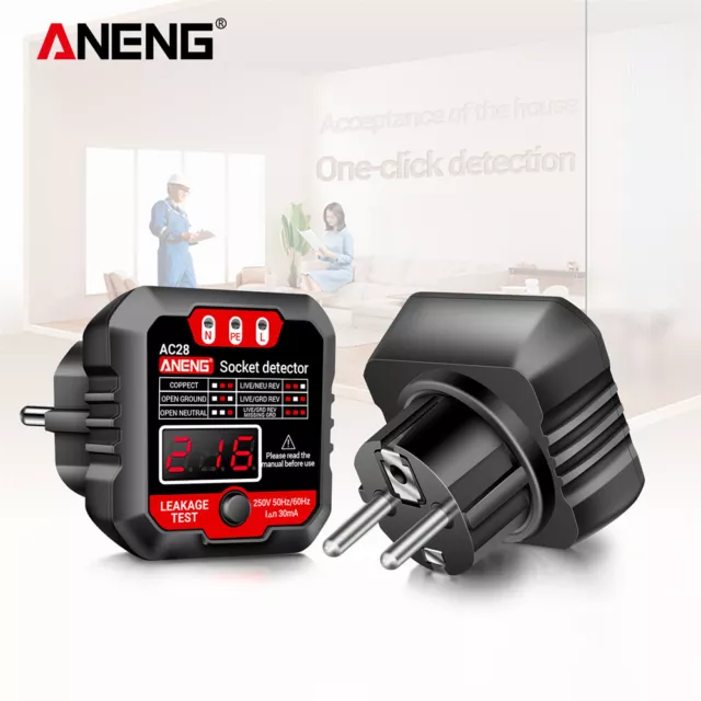 fr ANENG AC28 Phase Meter Detector Tool LCD Test Power Socket US /EU Plug Test T