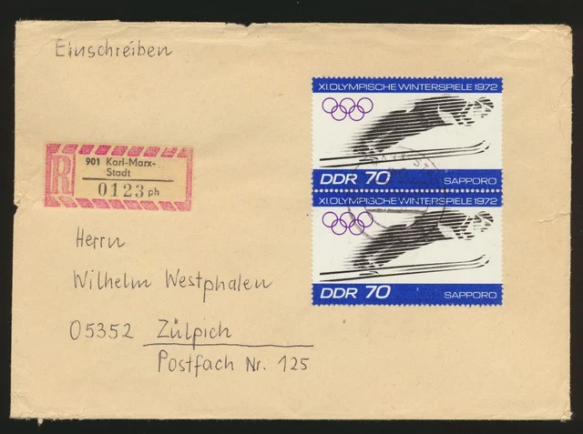 DDR R Brief MEF 1730 Olympia Sport von Karl Marx Stadt nach Zülpich