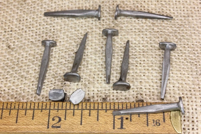 1” inch Square NAILS 200 lot antique box vintage look large round flat head BRAD 3