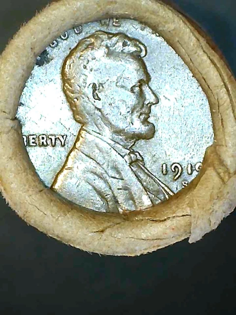 Old Lincoln Wheat Cent Roll #116 Shows Indian Head Rev/1919S Window Roll