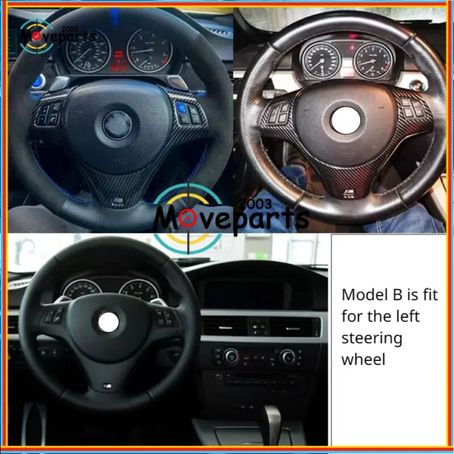 Carbon Fiber Steering Wheel Trim Cover Fit For BMW 3 Serie E90 E92 E93 2005-2012
