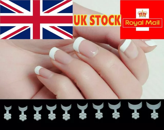 100 Pcs French Nail Tips UV Gel Fake Artificial False Tips Half Cover. UK SELLER