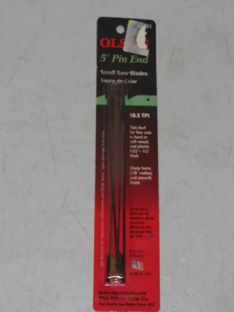 Olson 42401 5" Carbon Steel Pin End Scroll Saw Blade 18.5 TPI 6 pk